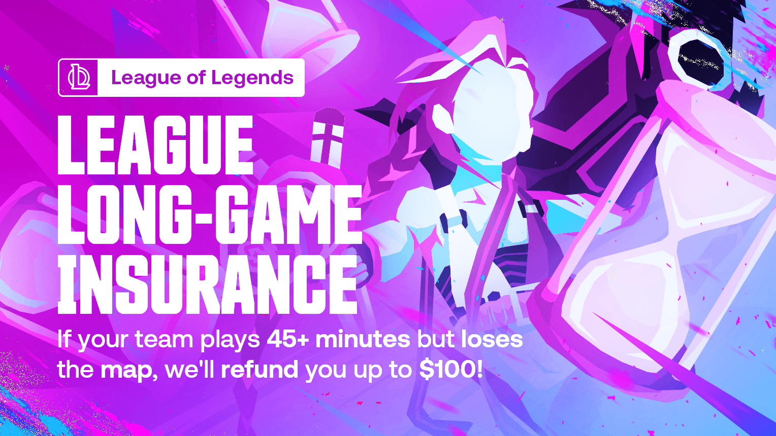 League of Legends Long-Game Insurance promotion on Shuffle.com.